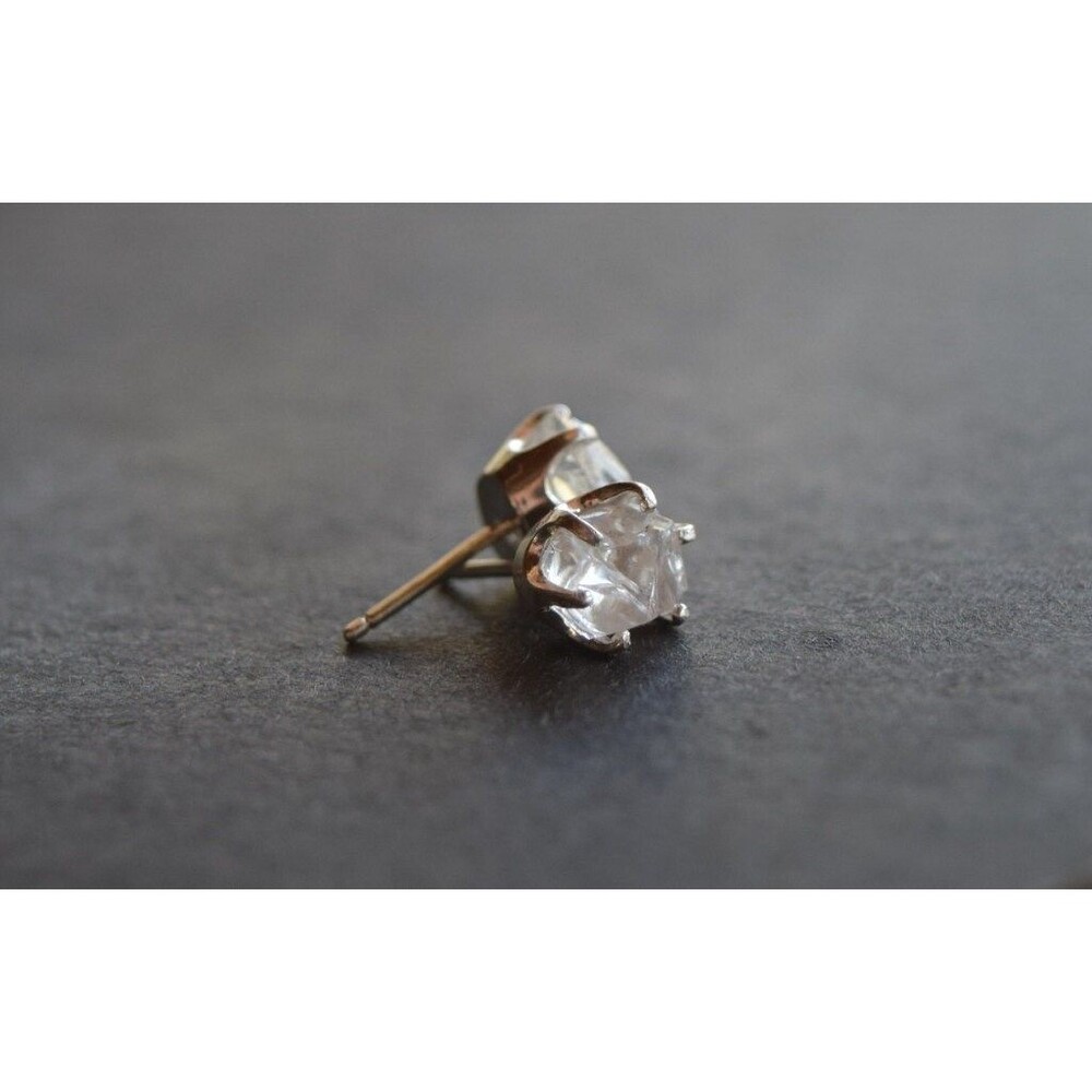Lake County diamond earrings, 925 sterling silver, raw gemstones